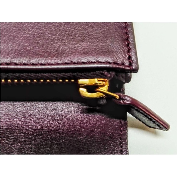 Yves Saint Laurent Chocolate Leather Wallet with Gold Accent - Picture 11 of 12